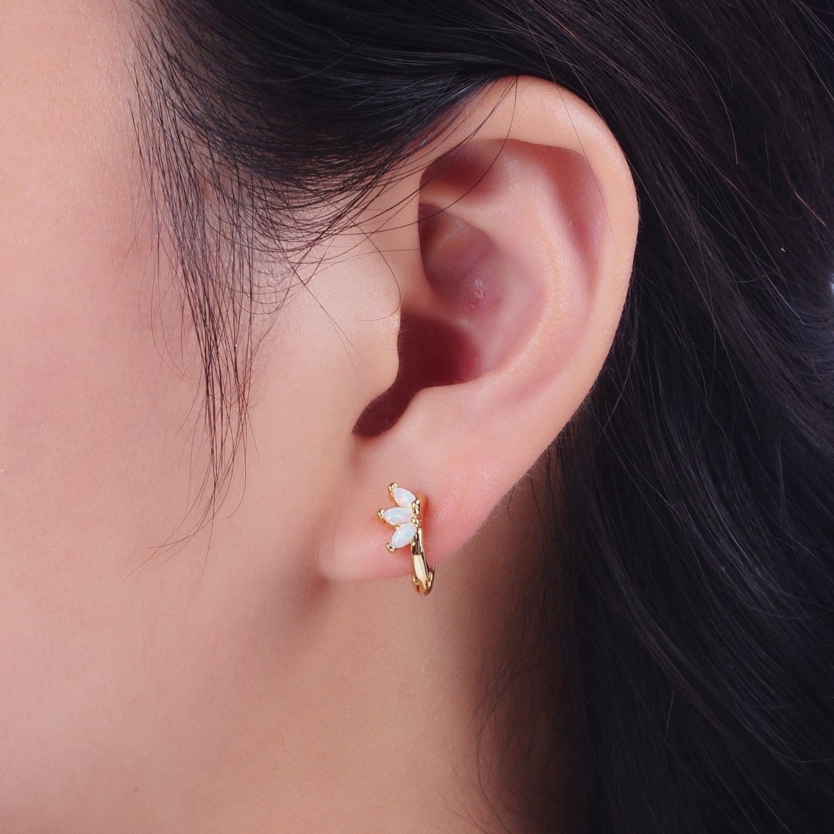 Opal Triple Marquise Huggies
