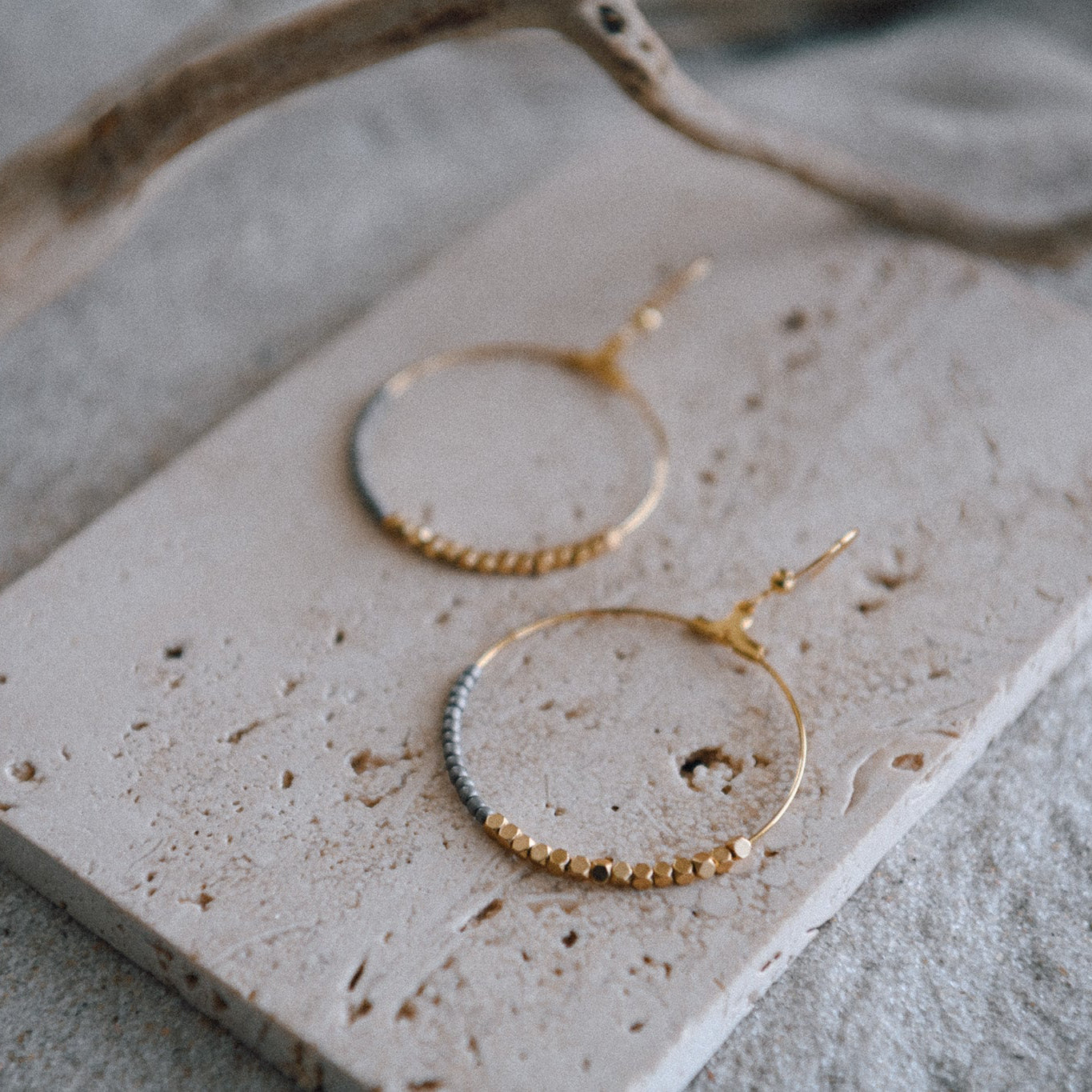 Half Moon Beaded Hoops