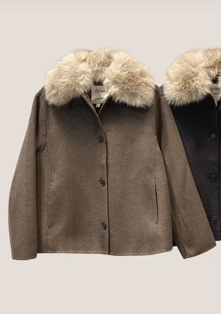 Clara Fur-Trimmed Melton Coat