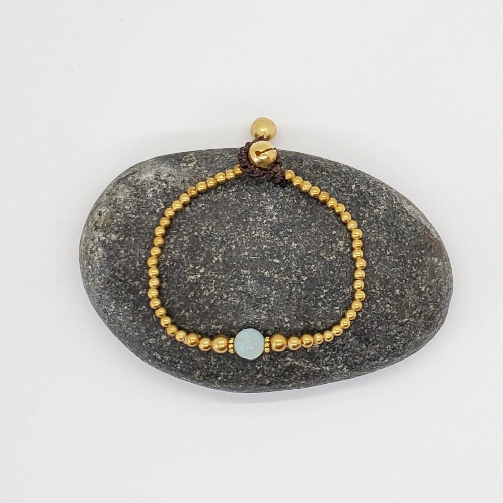 Faceted Stone Brass Bracelet