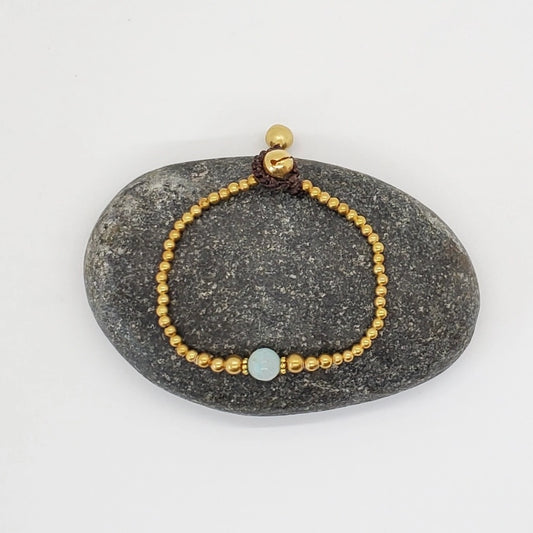 Faceted Stone Brass Bracelet