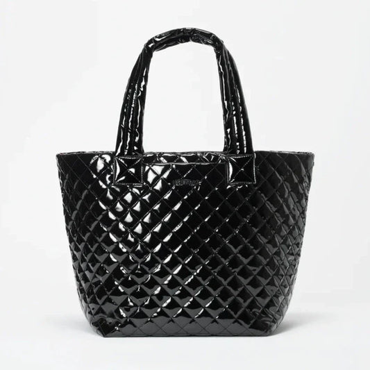 Medium Metro Tote Deluxe-Black Lacquer