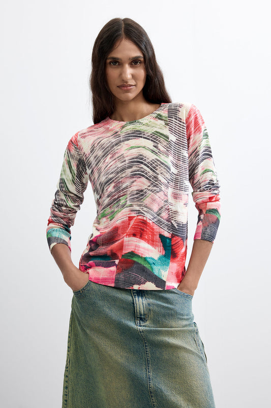 Abstract Fine Knit Sweater