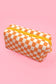 Checkered Cosmetic Makeup Pouch