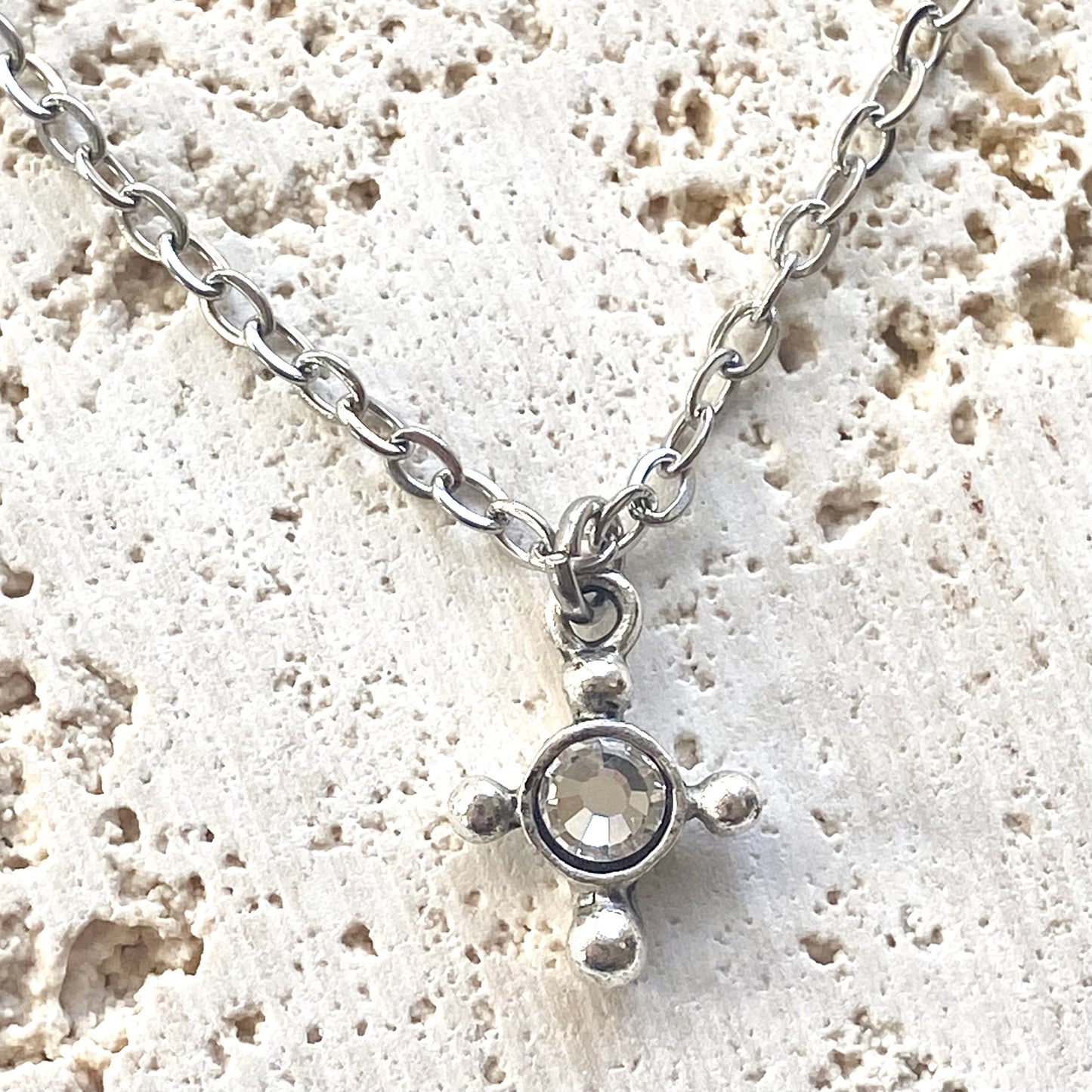 Tiny Crystal Cross Necklace