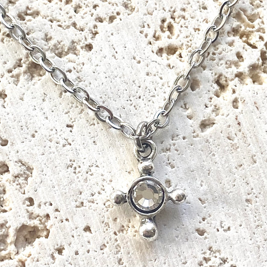 Tiny Crystal Cross Necklace