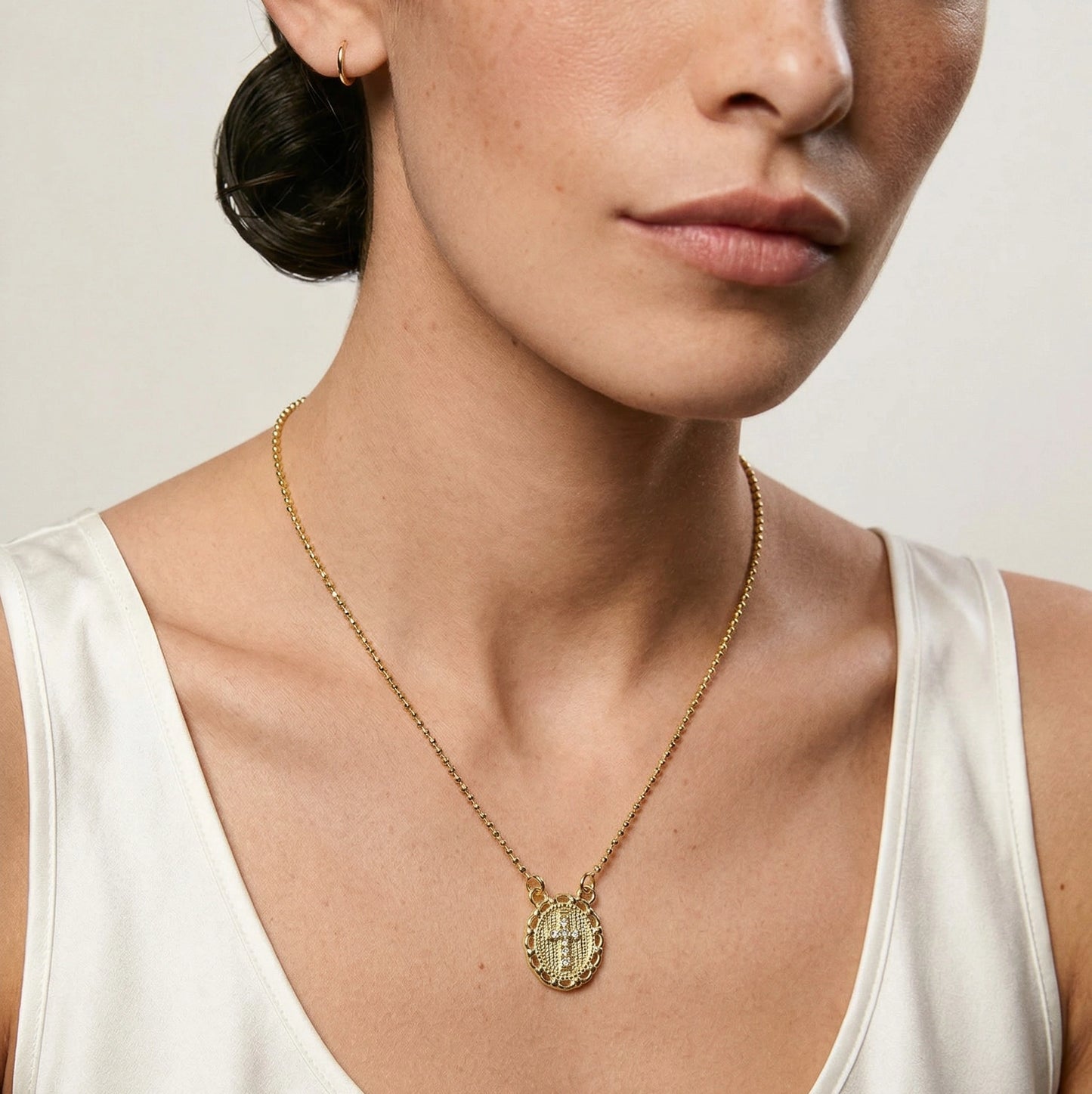 Cross Plate Scapular Necklace