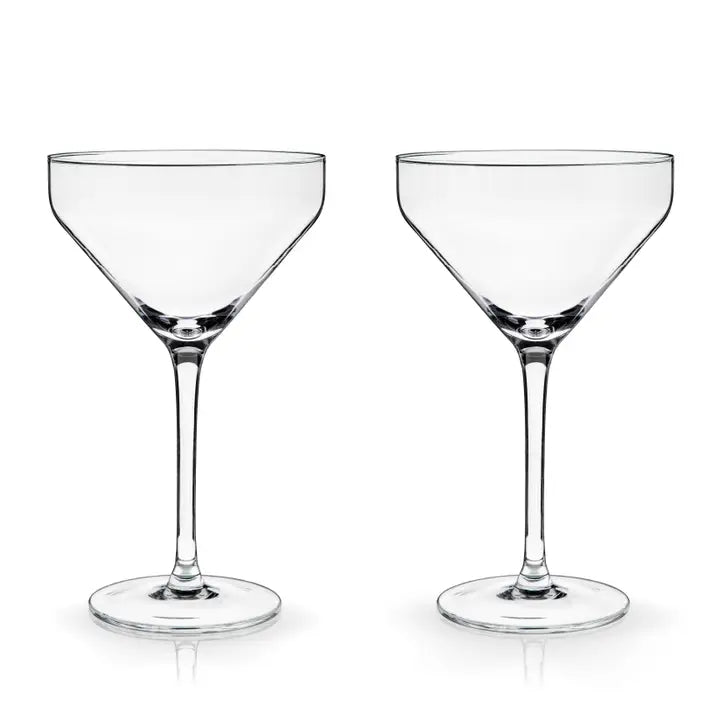 Stemmed Angle Crystal Martini Glass