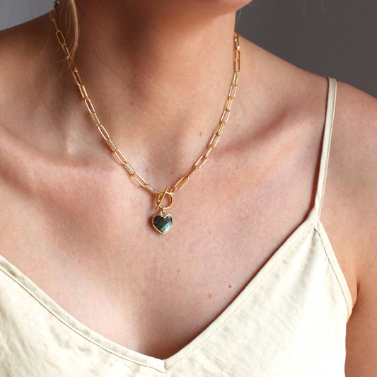 Labradorite Heart Toggle Necklace