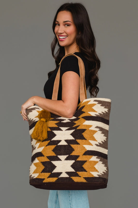 Western Tote - Camel/Black