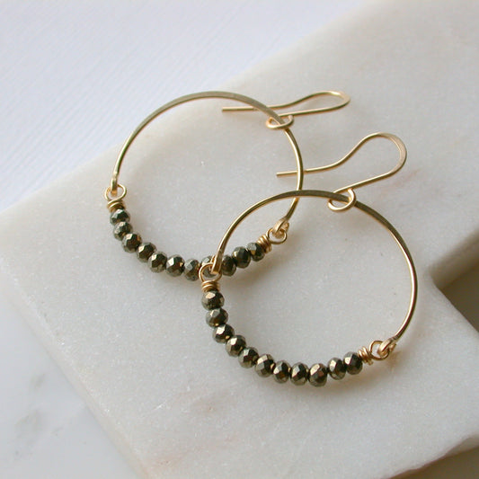 Pyrite Circle Hoops