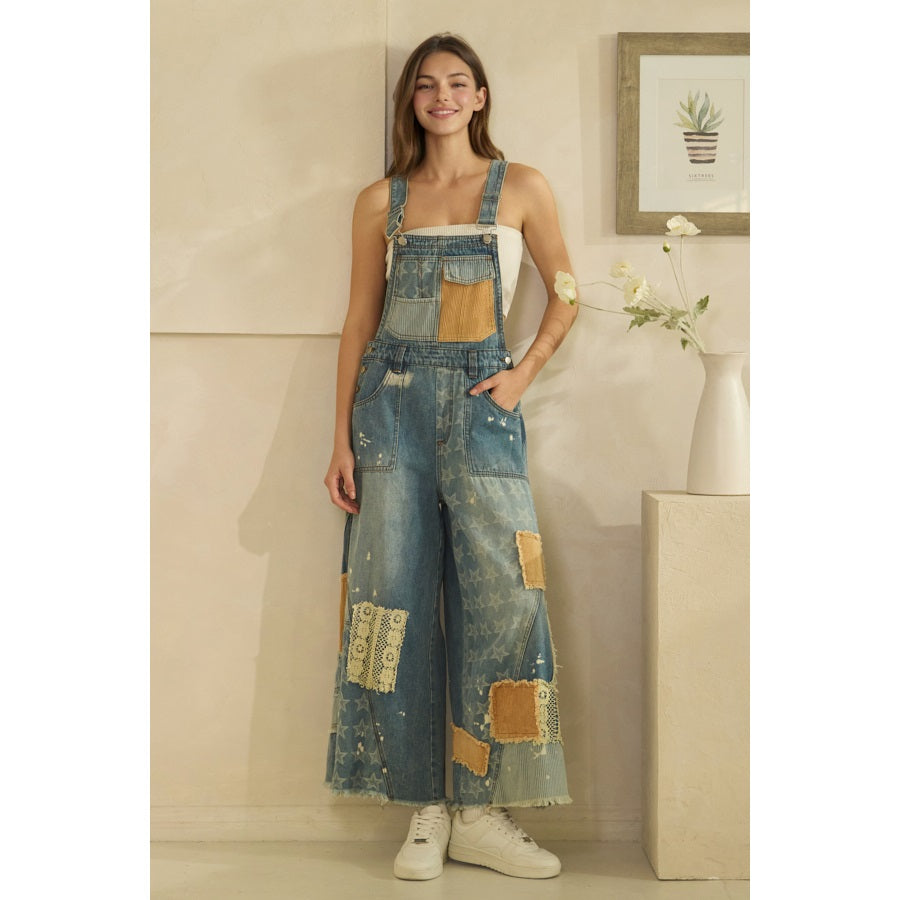 Patchwork Denim Overalls