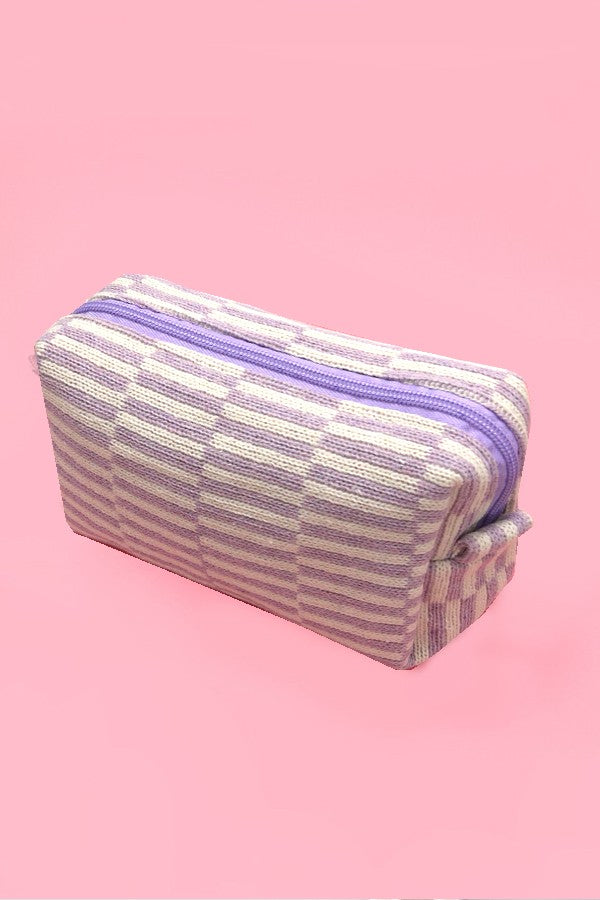 Checkered Cosmetic Makeup Pouch