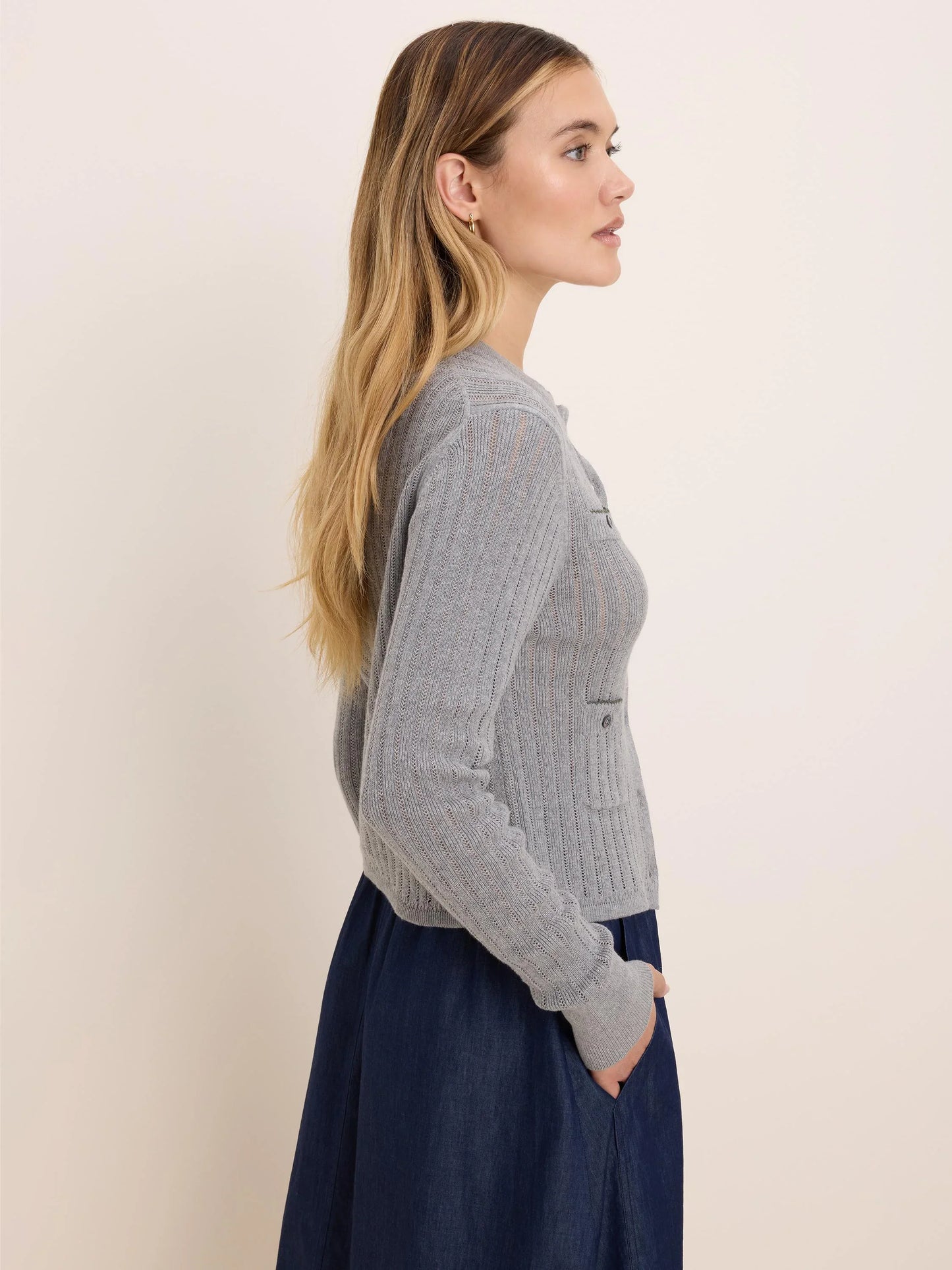 Pointelle Pocket Cardigan