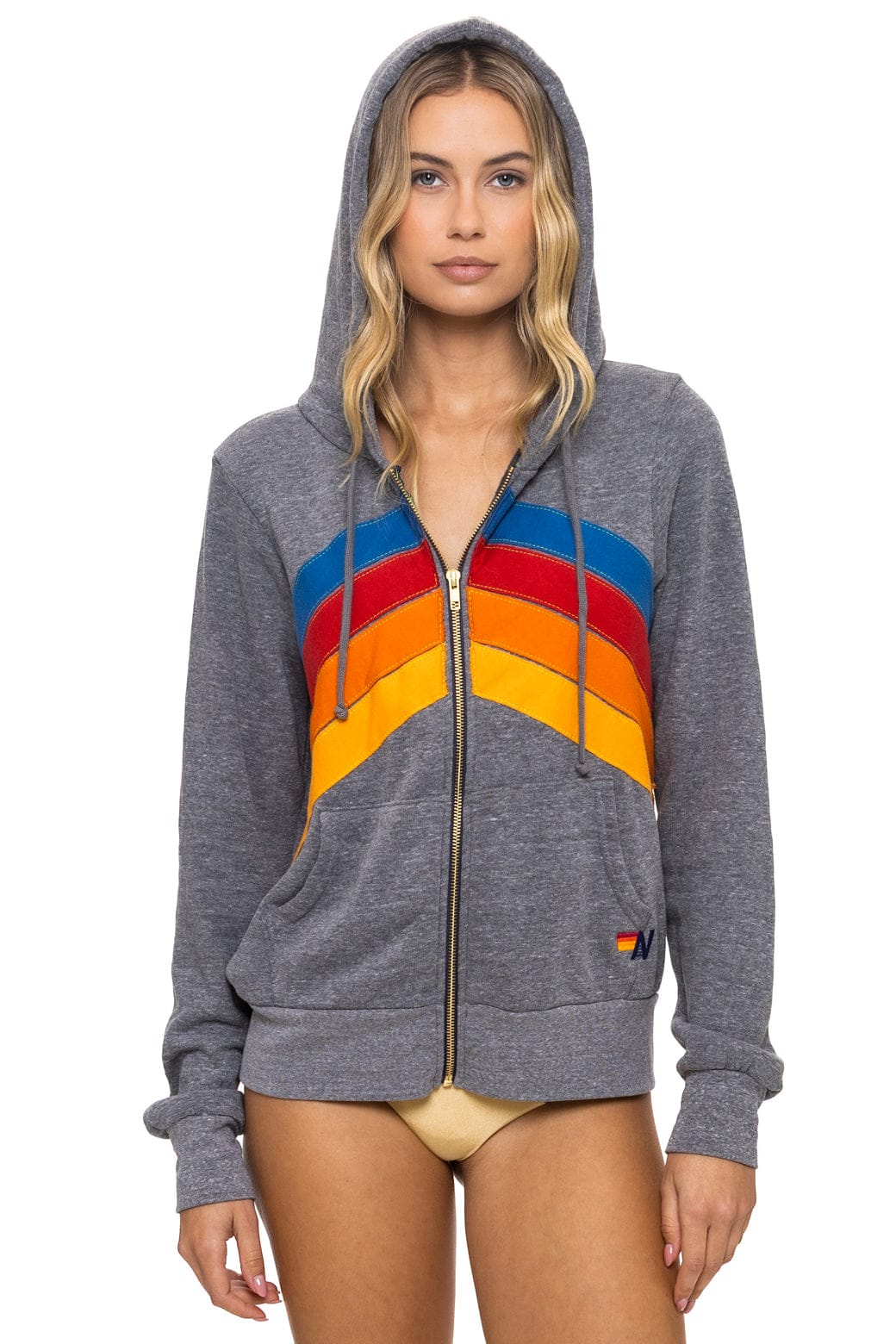 Mountain Chevron Zip - Heather Grey