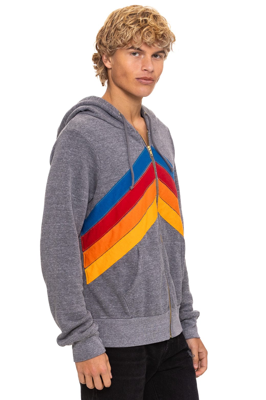 Mountain Chevron Zip - Heather Grey