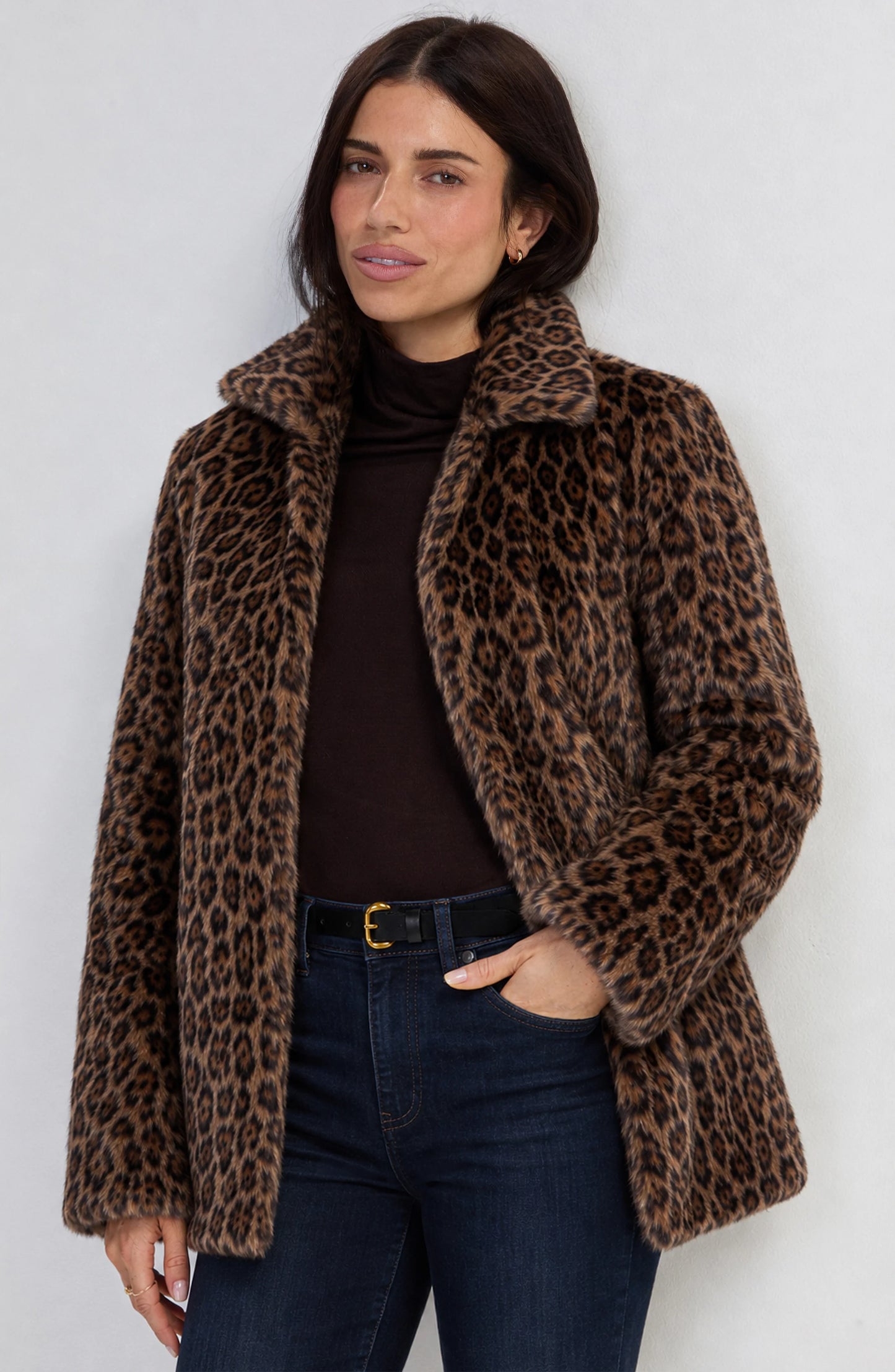 Collared Leopard Coat