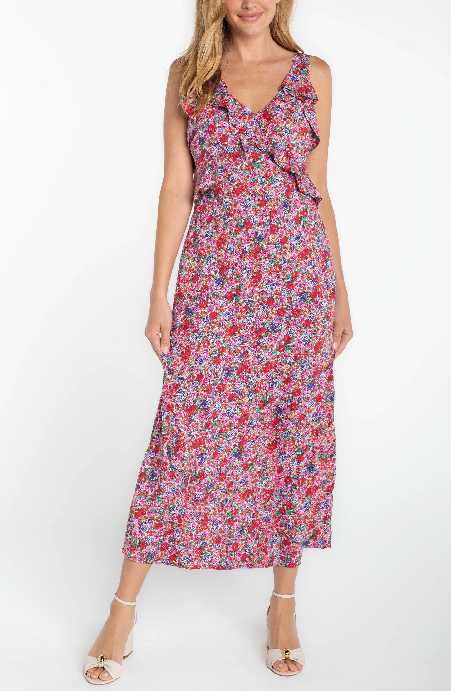 Ruffle Front Floral Dress