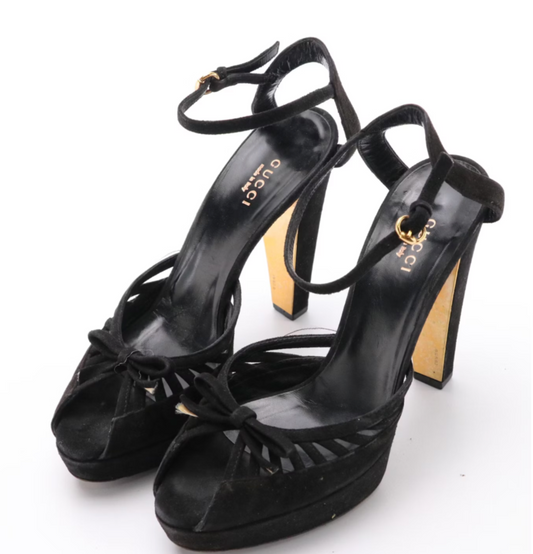 Gucci Black Suede Platform Sandals