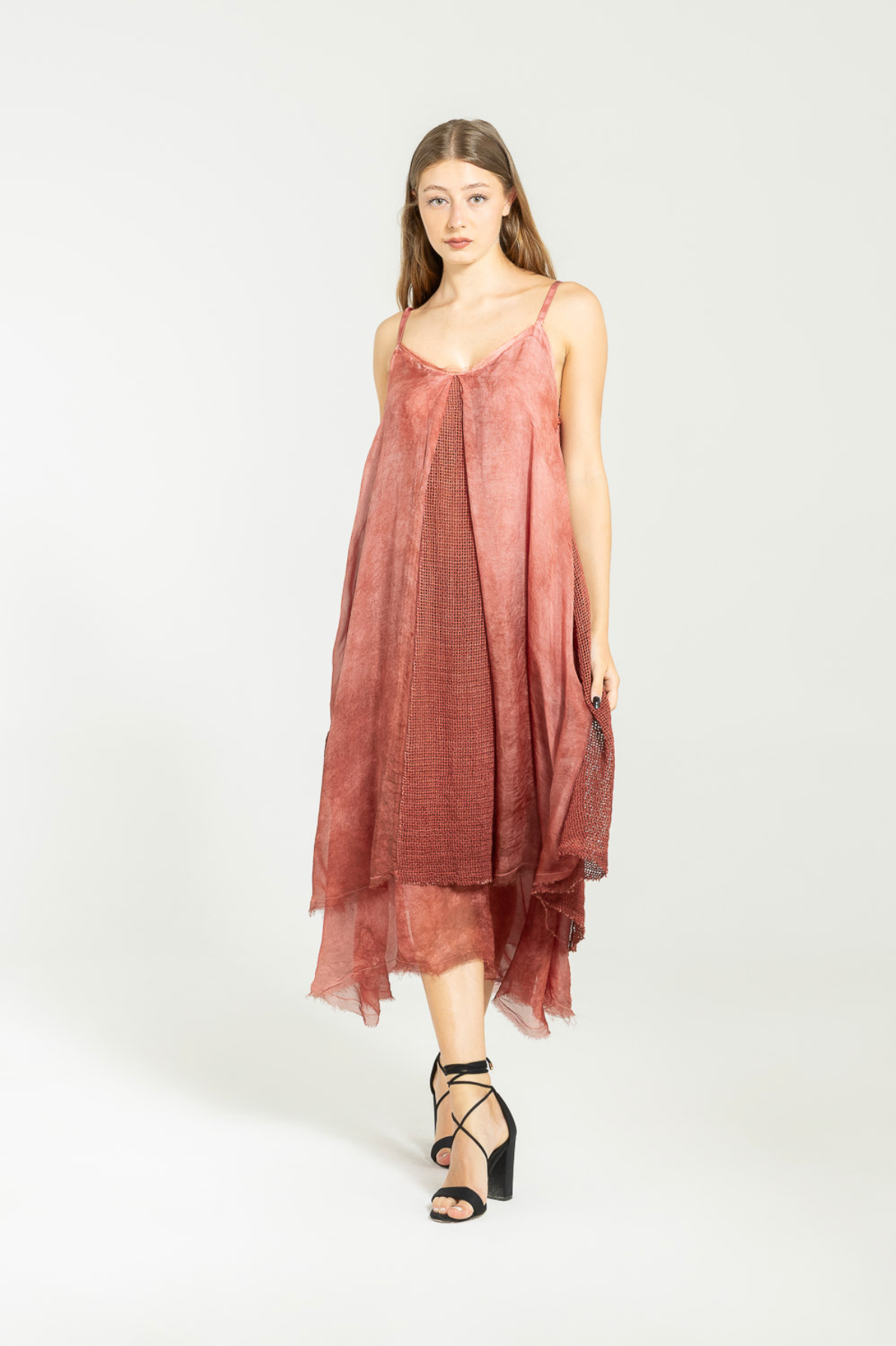 Mesh Slip Dress - Red