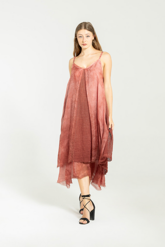 Mesh Slip Dress - Red