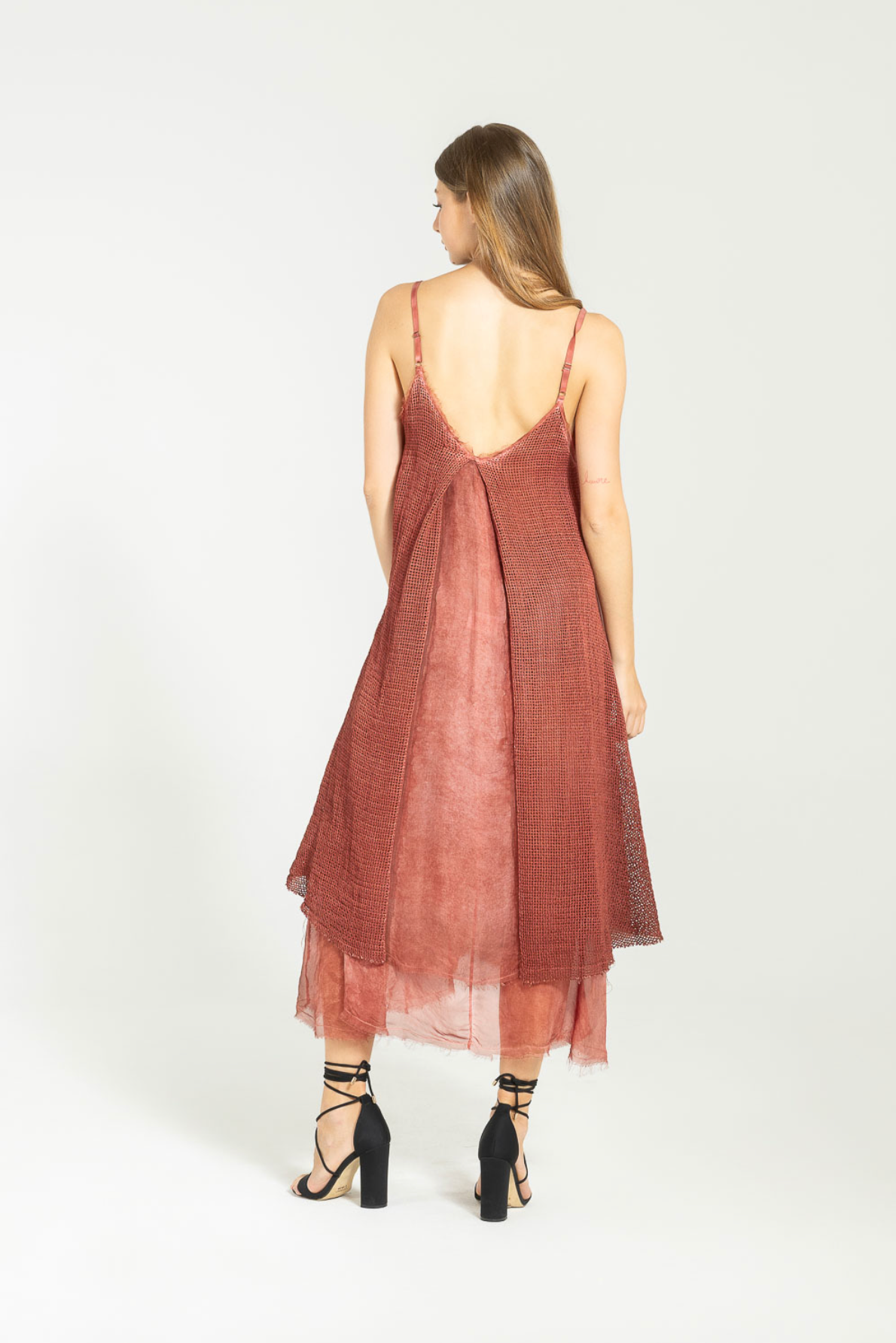 Mesh Slip Dress - Red
