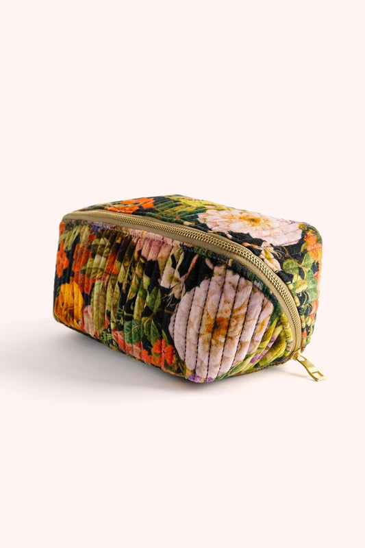 Midnight Posy Quilted Makeup Bag