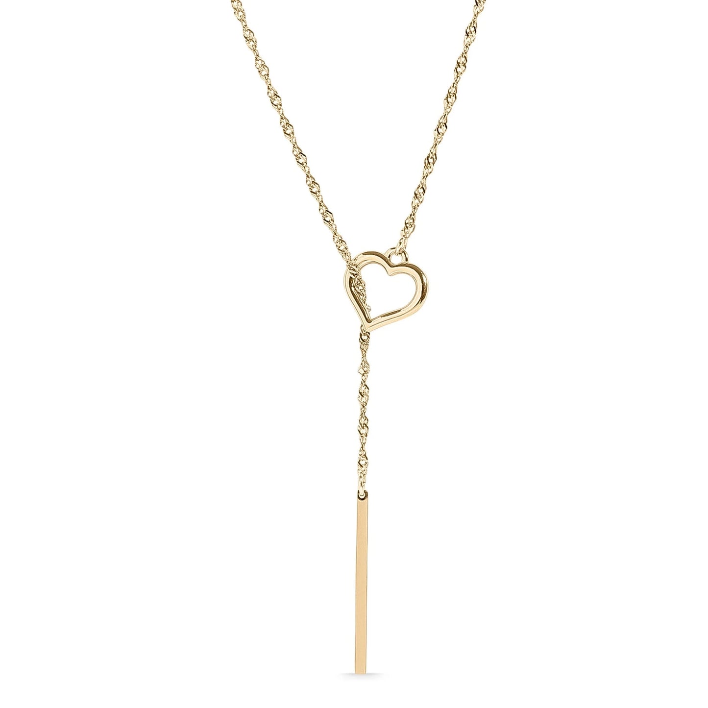 Heart Drop Bar Lariat Necklace