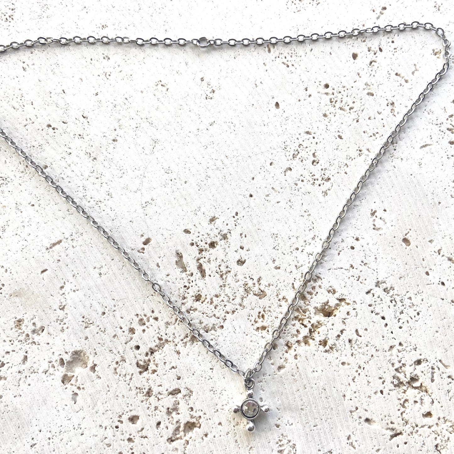 Tiny Crystal Cross Necklace