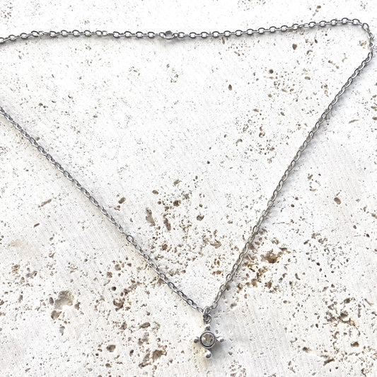 Tiny Crystal Cross Necklace