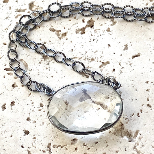 Oval Quartz Pendant Necklace
