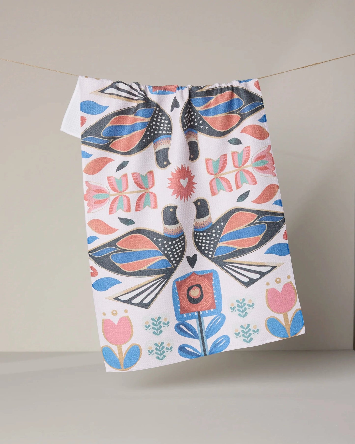 Scandi Lovebirds Kitchen Towel