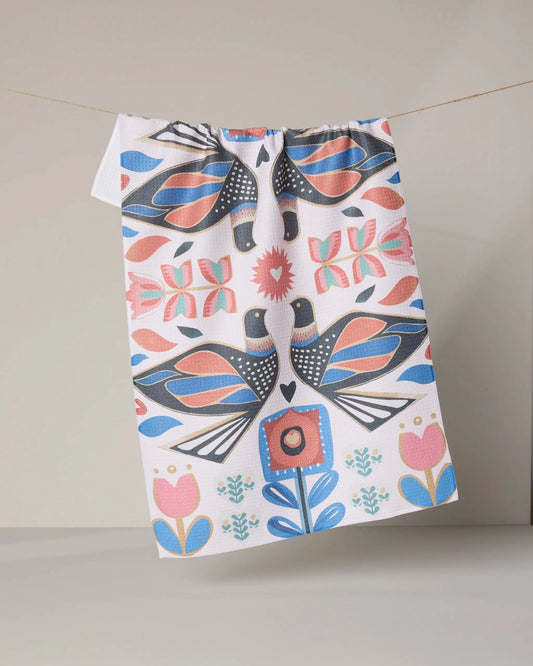 Scandi Lovebirds Kitchen Towel