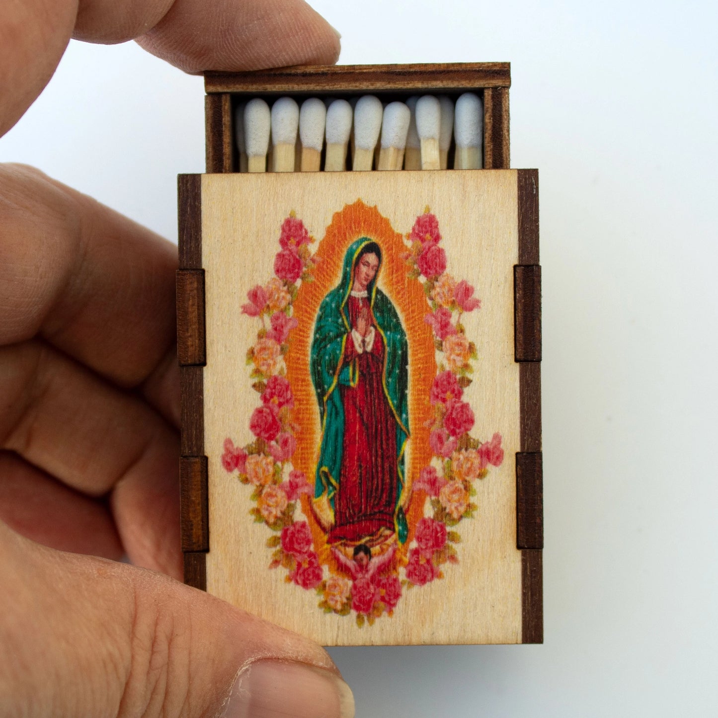 Virgin Mary Wooden Matchbox