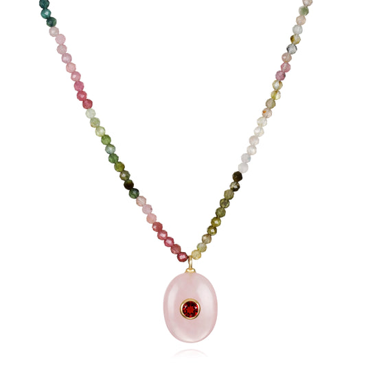Rose Quartz Beaded Choker