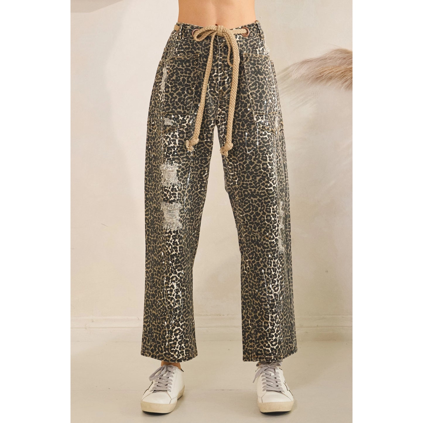 Distressed Leopard Pant