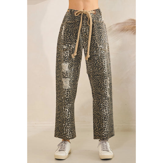 Distressed Leopard Pant