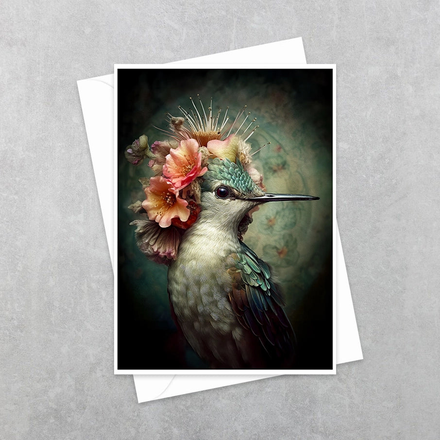 Hummingbird With Flowers Card