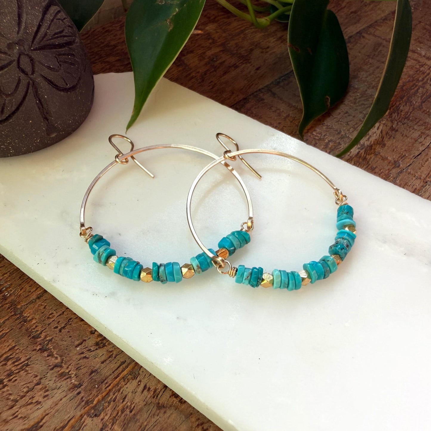 Turquoise & Vermeil Hoops