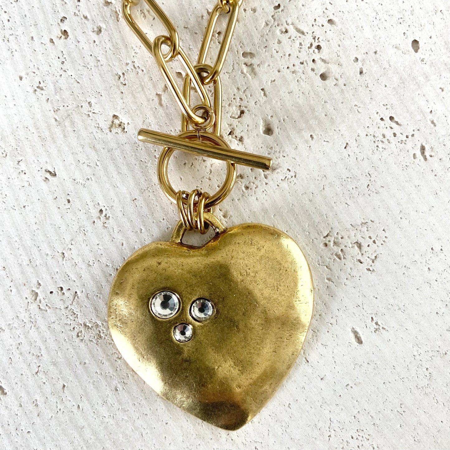 Large Hammered Heart Necklace