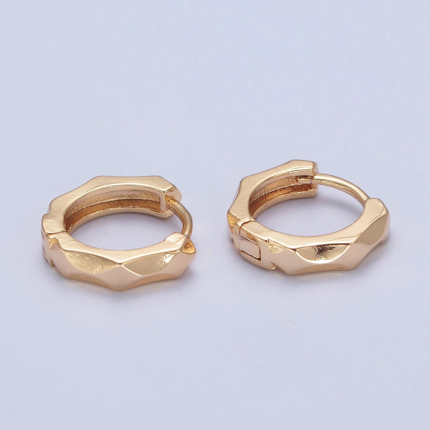 Multi Faceted Hammered Huggies