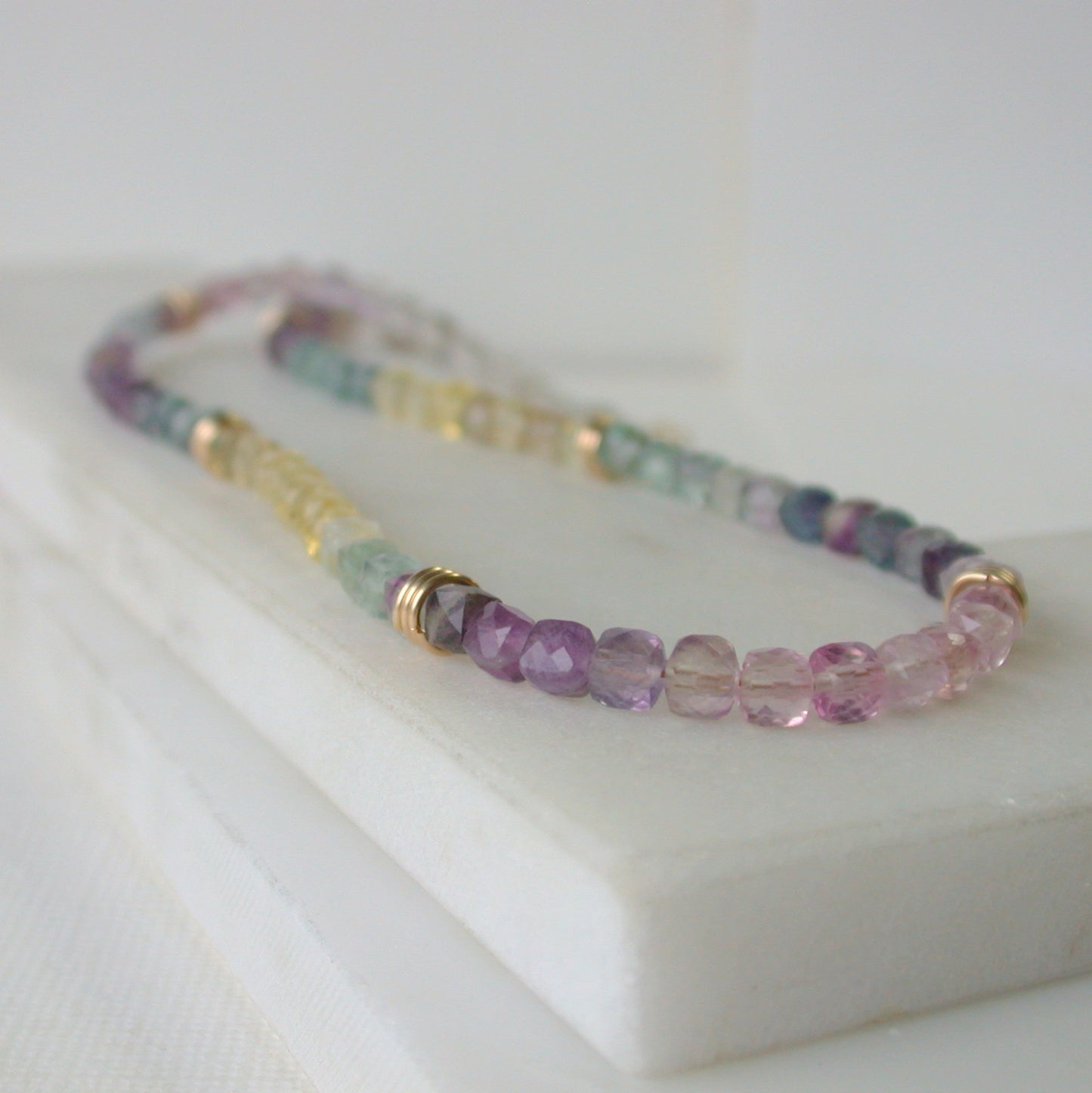 Fluorite Cube Beaded Necklace
