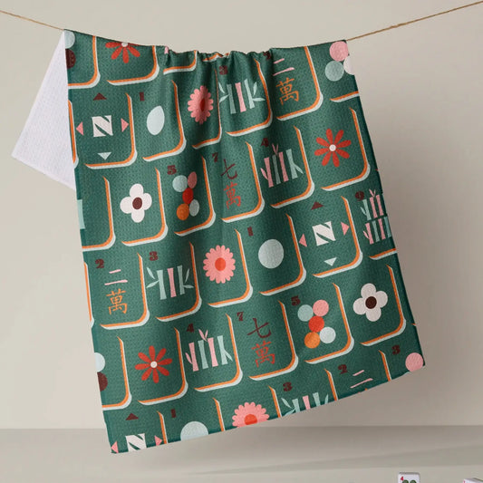 Moss Mahjong Tile Toss Towel