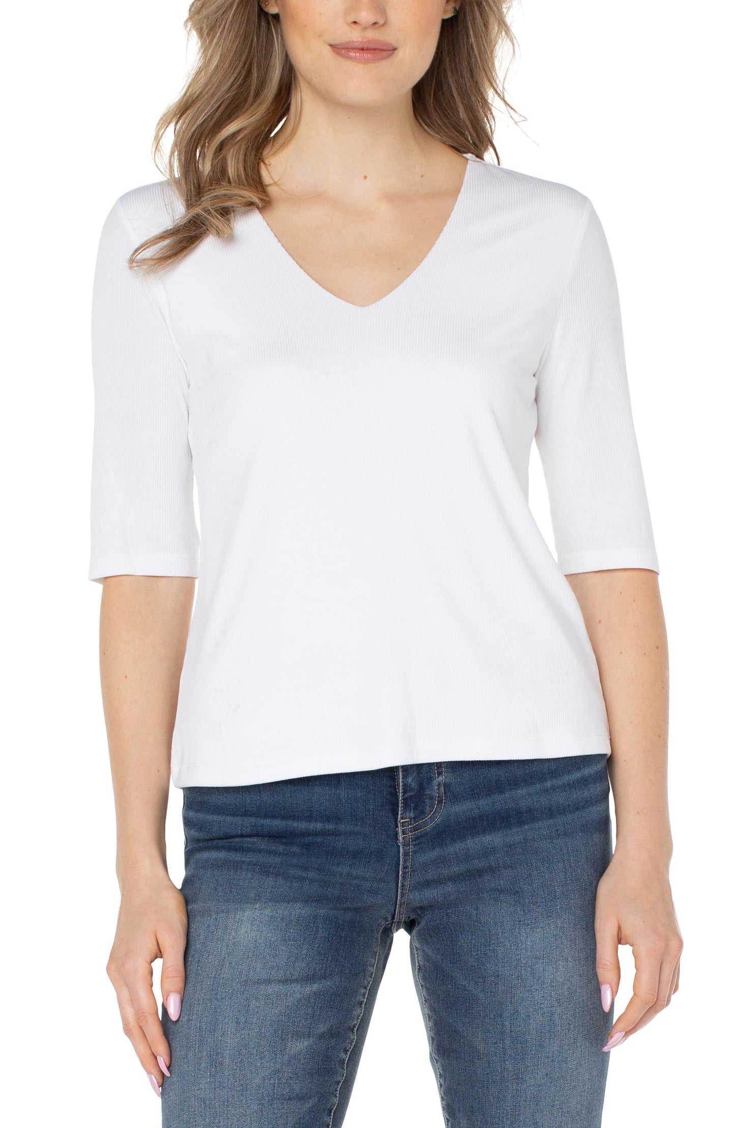 V-Neck Rib Knit Top