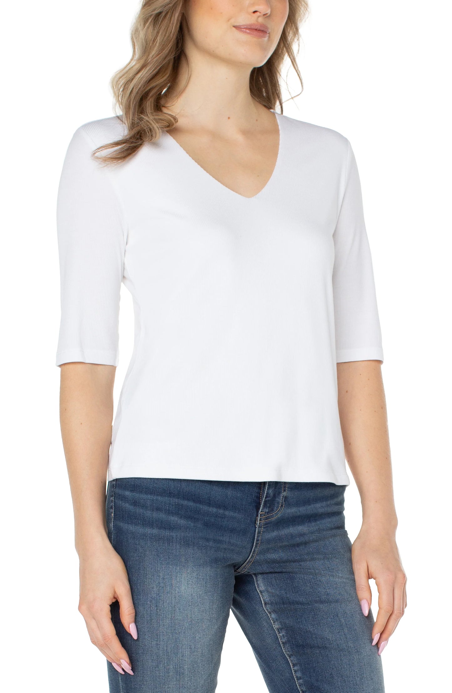 V-Neck Rib Knit Top