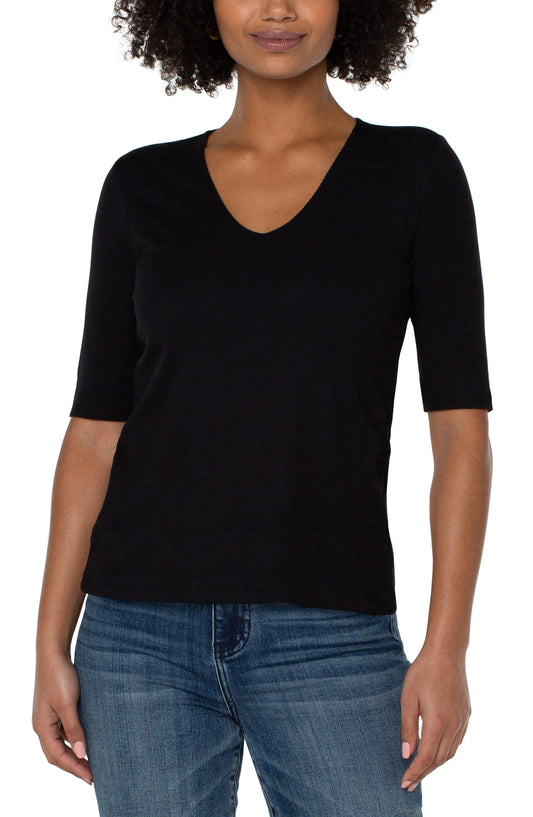 V-Neck Rib Knit Top